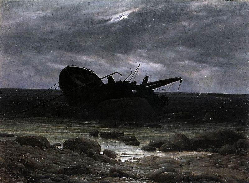 Caspar David Friedrich Wreck in the Moonlight Germany oil painting art